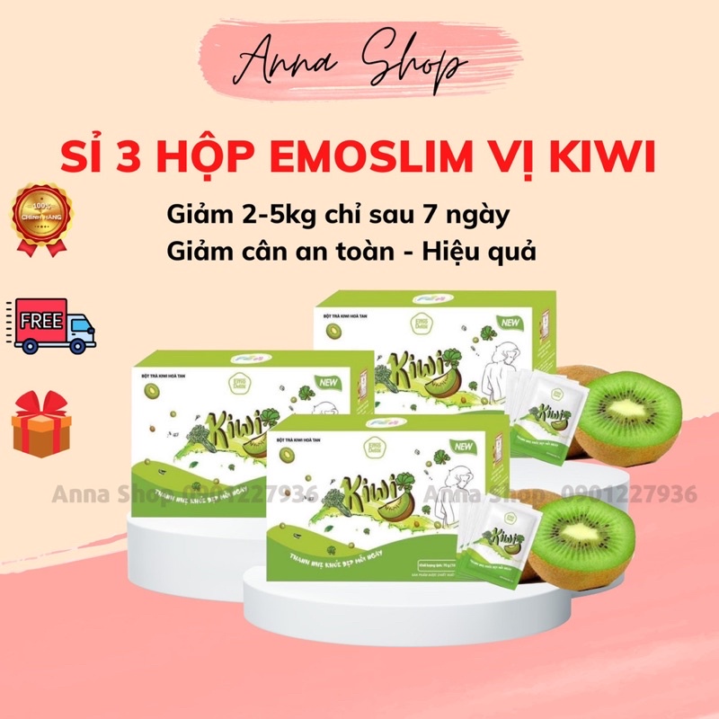 [Freeship + Quà Tặng] 3 Hộp Giảm cân emo detox vị KIWI/ Giam can nhanh, hieu qua