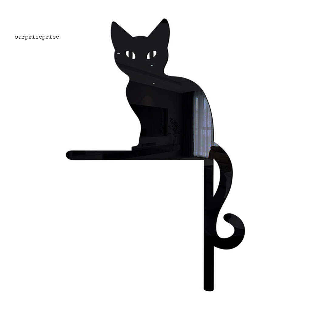 Decal dán tường Hiệu Ứng Gương 3D Hình Con Mèo Dùng Trang Trí Phòng Theo Phong Cách Halloween