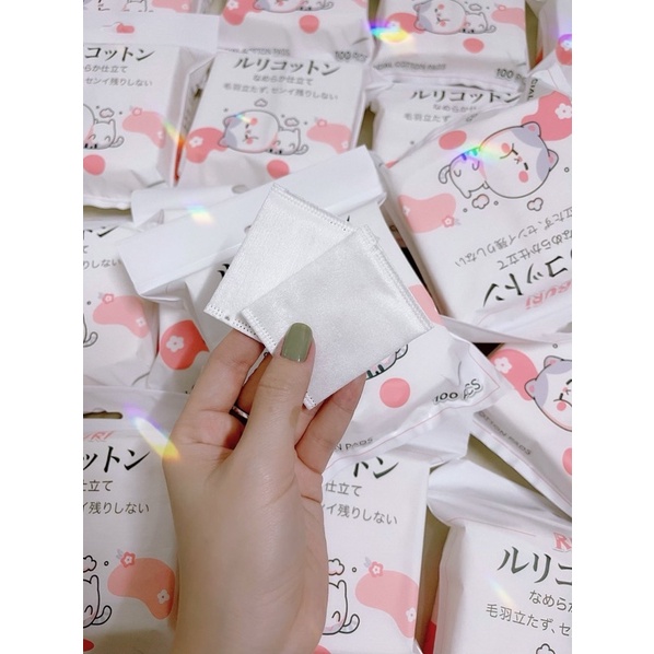 Bông Tẩy Trang RURI Japan Cotton không xơ bông 100miếng