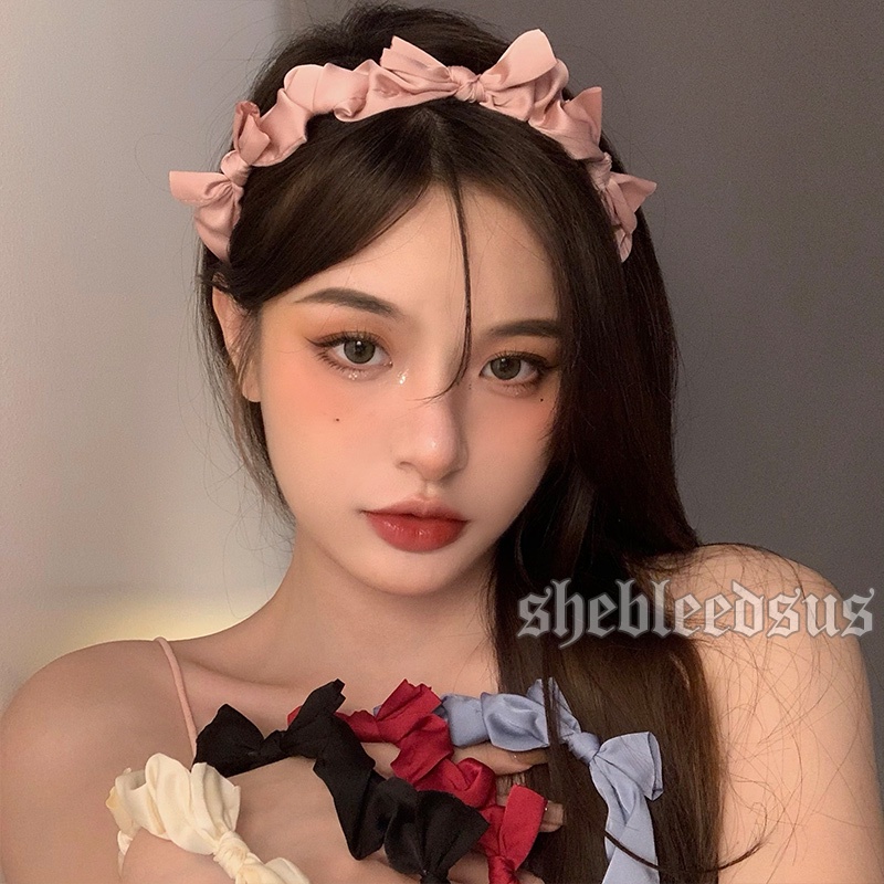 Băng Đô Vải Satin Thắt Nơ Ngọt Ngào Phong Cách Hàn Quốc Mới