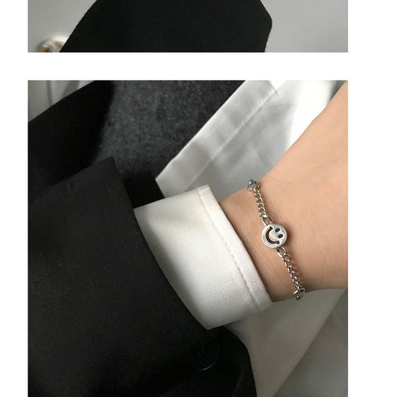 Vòng tay mặt cười Bạc ý 925 trái tim