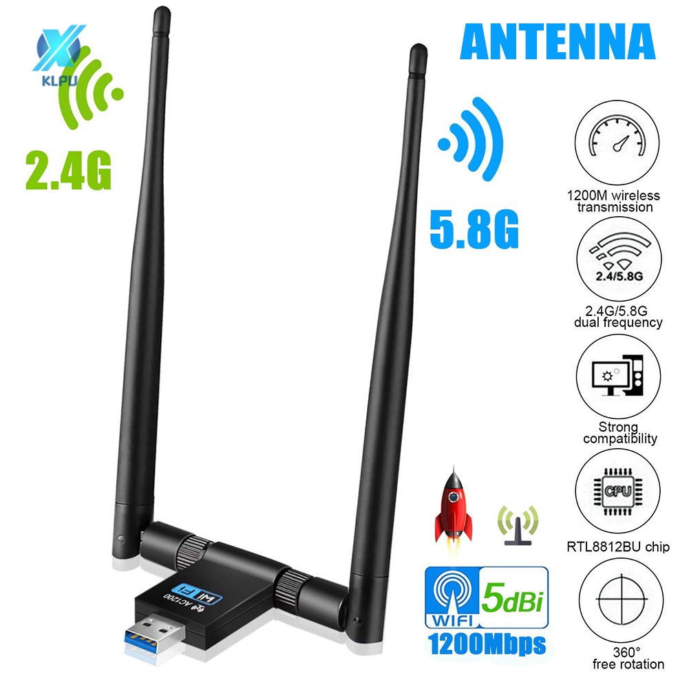 Ăng Ten Thu Sóng Wifi Không Dây 1200mbps 2.4/5.8ghz Cho Máy Tính