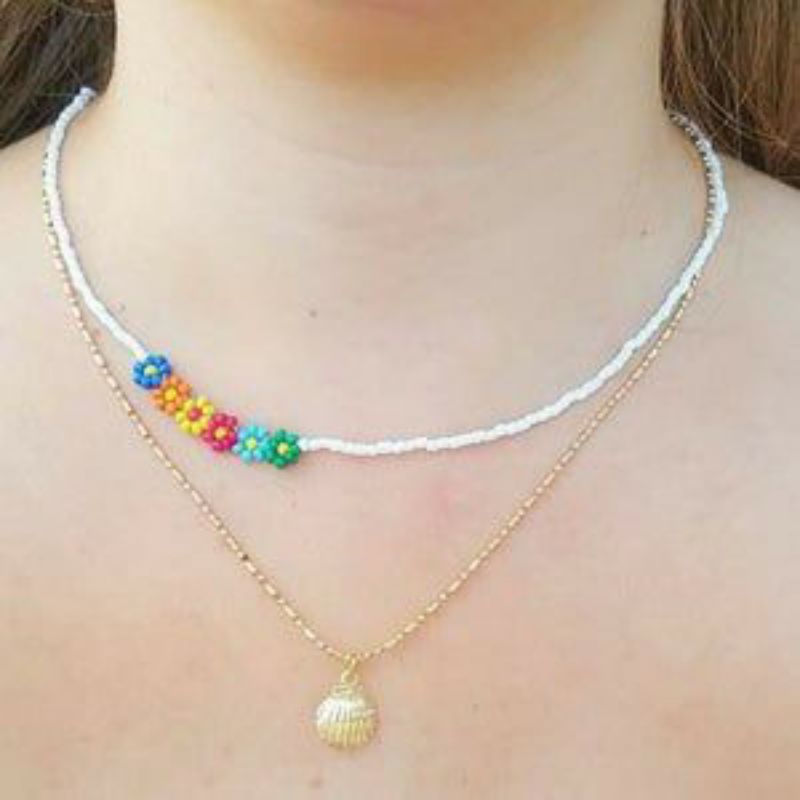 VÒNG CỔ CHOKER VÒNG TAY LẮC CHÂN KẾT KHÓM HOA 5 BÔNG