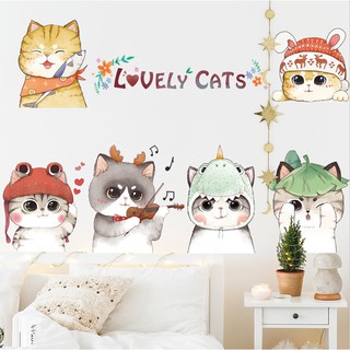 Decal dán tường lovely cats