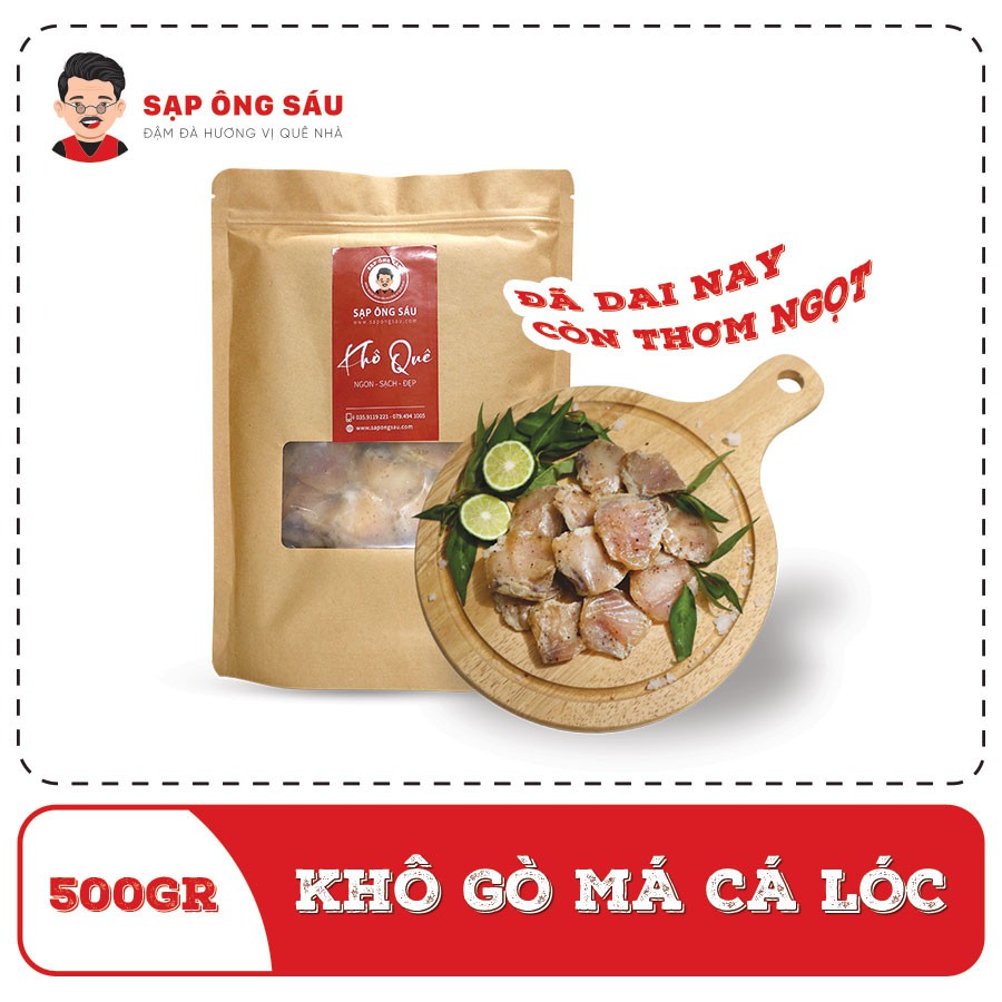 Khô gò má cá lóc Sạp Ông Sáu 1 nắng, Đặc sản An Giang ngon sạch giá tốt-500gr