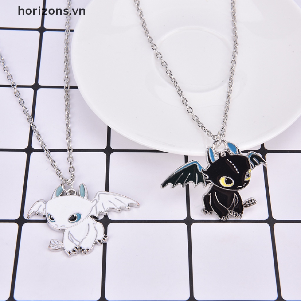 [horizons] Mặt Vòng cổ Đôi Hình Rồng Bay Màu Trắng Đen Dễ Thương