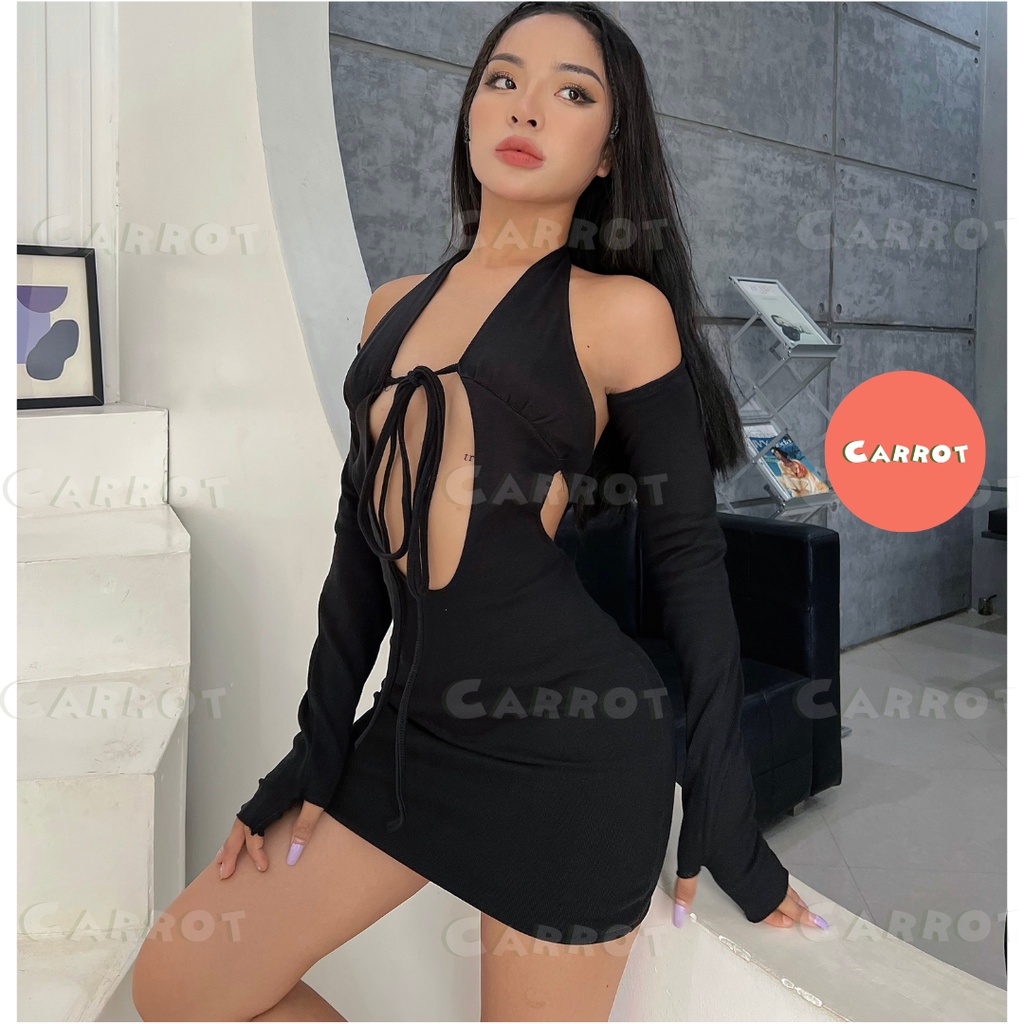 Đầm body thiết kế tặng kèm tay áo sexy chất thun cao cấp co giãn đi tiệc carrotxinhdep (102)