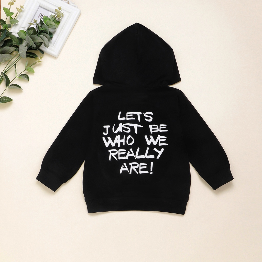 Áo hoodie in chữ kiểu dáng thể thao thời trang thu đông dành cho bé trai 0-5 tuổi