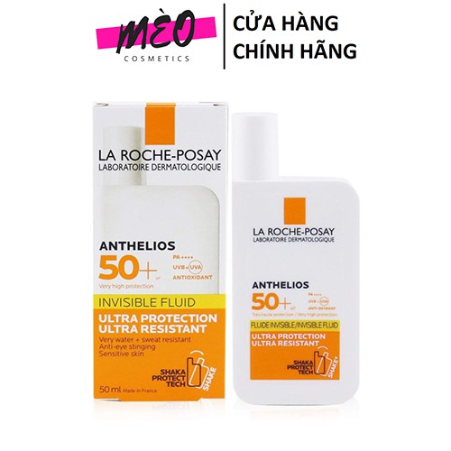 Kem chống nắng La Roche Posay Anthelios Invisible Fluid Ultra Protection Ultra Resistant 50 ml🌟Không nhờn🌟Chống tia UVA🌟