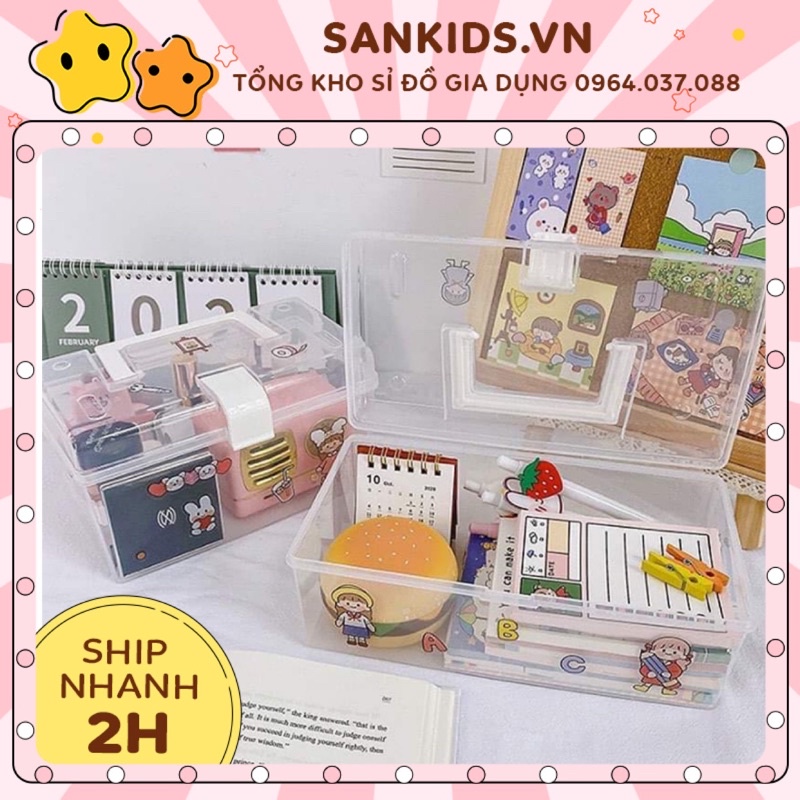 [NHỰA PP LOẠI 1] Hộp đựng mỹ phẩm để bàn có tay cầm nhiều công dụng sáng tạo