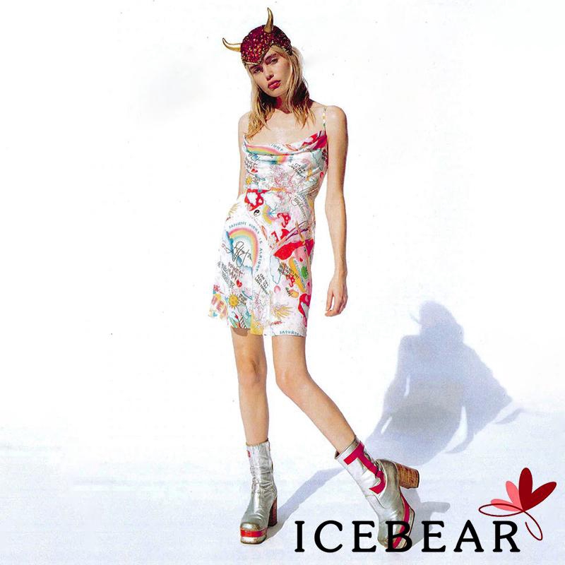 Đầm Sát Nách Hở Lưng Hoạ Tiết Graffiti Cho Phái Nữ