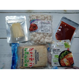 COMBO 500G BÁNH GẠO HOA SAO TIM + SỐT + CHẢ CÁ + KIM CHI + PHÔ MAI MOZZRELLA