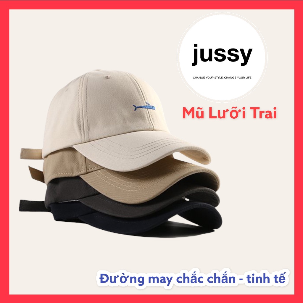 Mũ Lưỡi Trai Jussy Thêu Hình Cá Voi Nhiều Màu Hot Trend Phong Cách Nón Lưỡi Trai Hàn Quốc Form Mềm Chất Vải Cotton