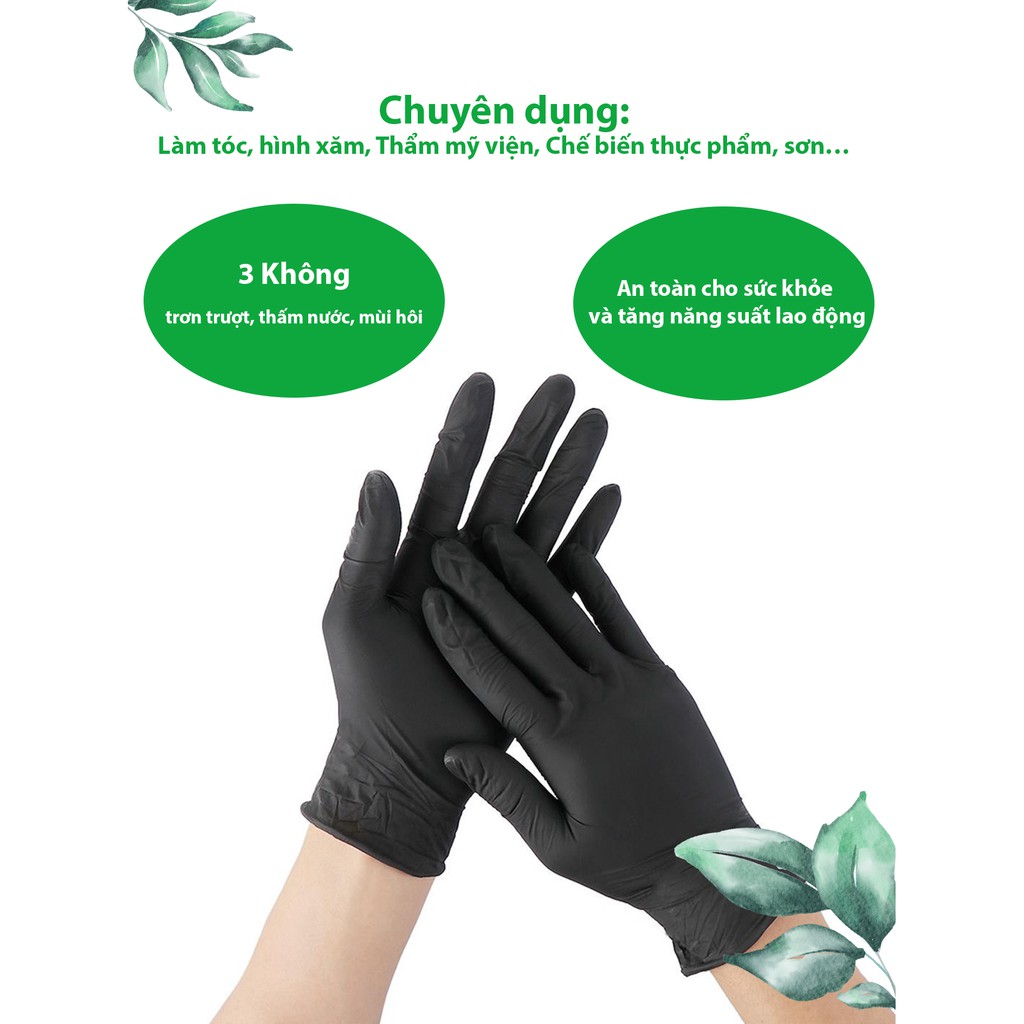 [1 Thùng-10 Hộp - Siêu dai,Không bột] Găng tay cao su đen - Black vinyl /nitrile blend gloves