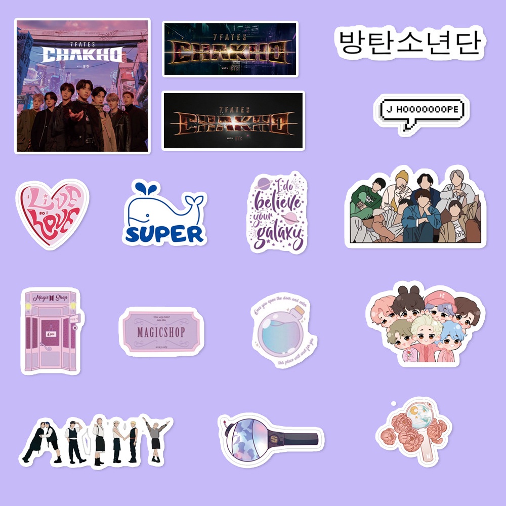 Bộ 105 Sticker BTS 7FATES Dán Trang Trí Sinh Động