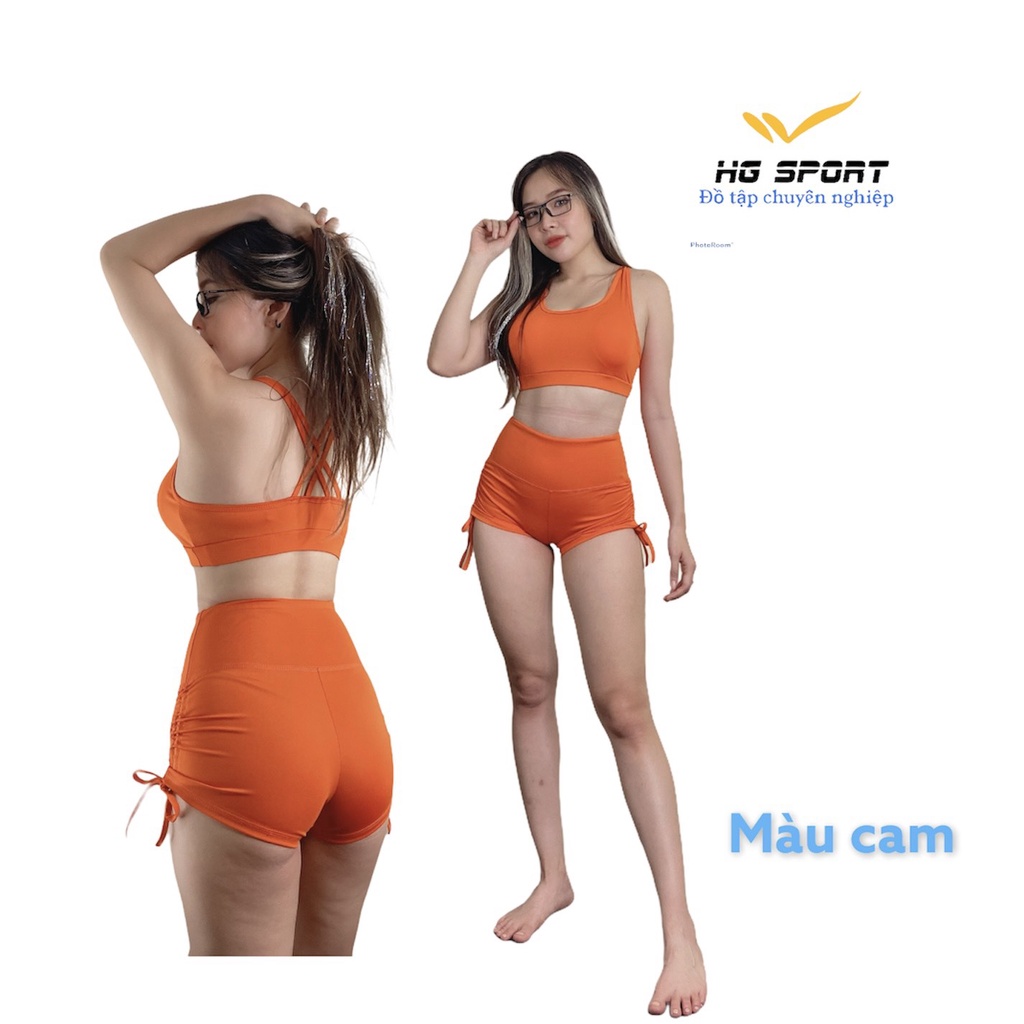 Đồ tập Gym Yoga Nữ Áo Bra Kèm Mút Quần Đùi Dây rút Hg Sport BD106