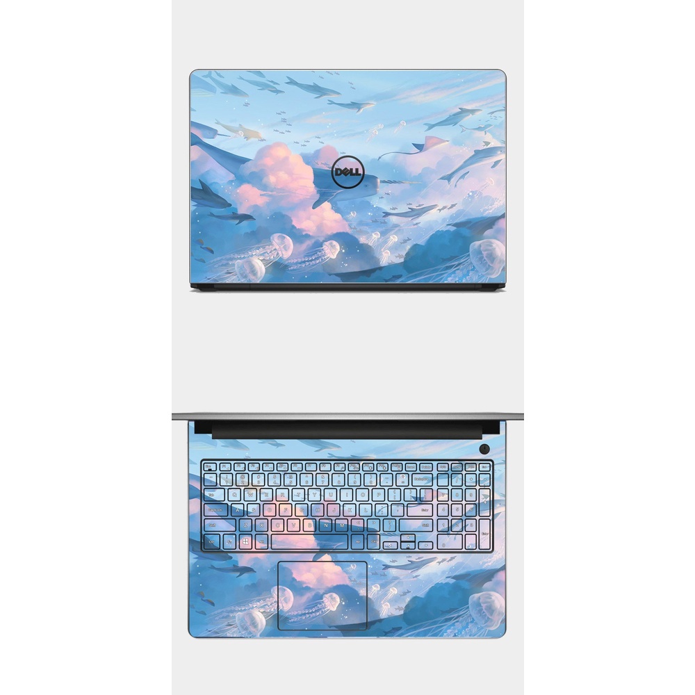 Skin cá voi cute - Dán máy tính Laptop - in theo yêu cầu được cắt sẵn chuẩn theo Model máy