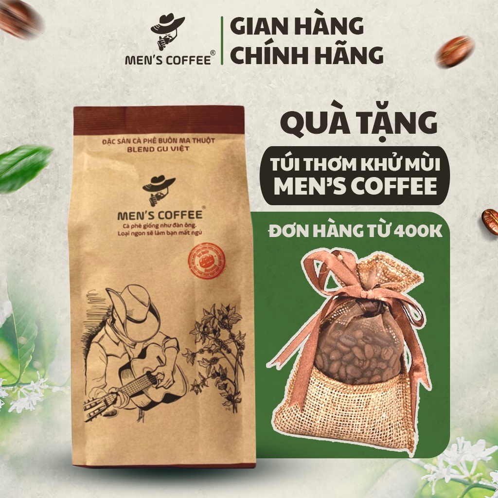 Cà Phê Nguyên Chất Men's Coffee Dòng BLEND GU VIỆT Đắng Nhẹ Đậm Vị Hương Thơm Quyến Rũ - 500gr/Gói