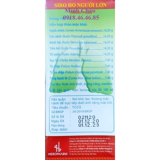 Siro ho người lớn đông dược 5 Heropharm