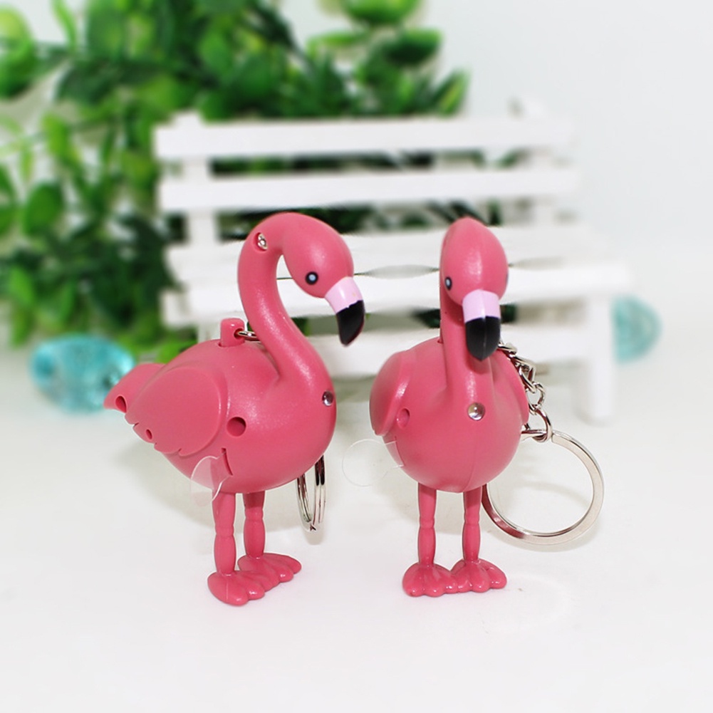 Móc Khóa Hình Chim Hồng Hạc Có Đèn Led Dễ Thương