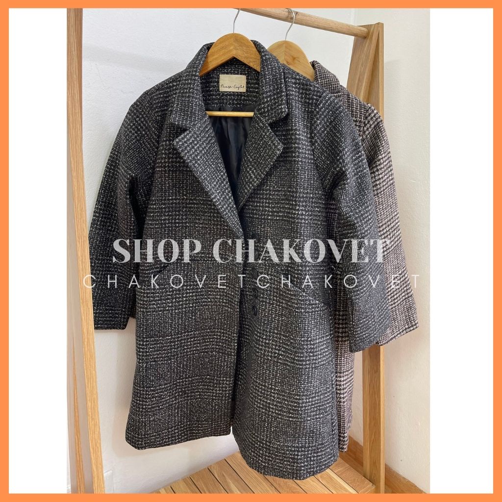 Áo măng tô nữ 2 lớp AD8118, kiểu áo dạ khoác ngoài cổ vest hàng cao cấp dạ dày dặn thiết kế 5 cúc dọc 2 túi chéo đẹp