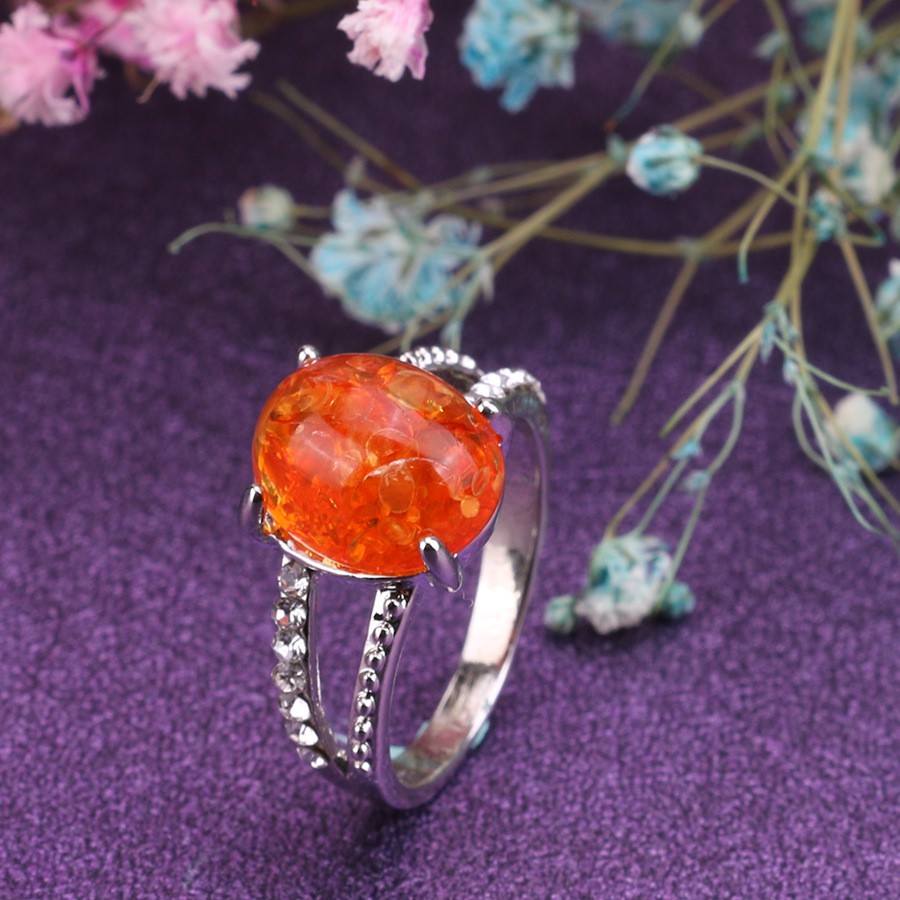 Fashion Jewelry Gold Amber Ring for Women