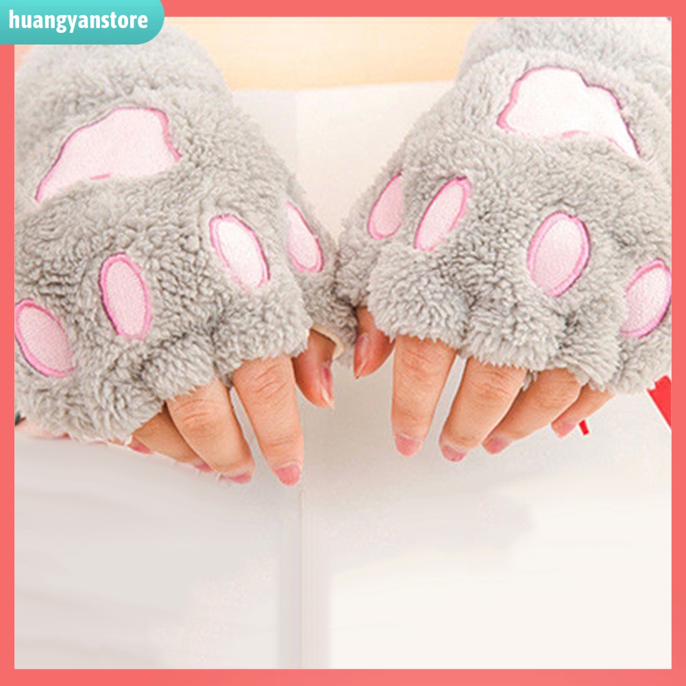 HY| Găng tay nửa ngón hình móng vuốt gấu đáng yêu cho nữ