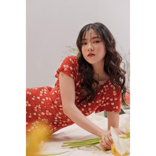 LIBÉ - Đầm dài dáng suông in hoa