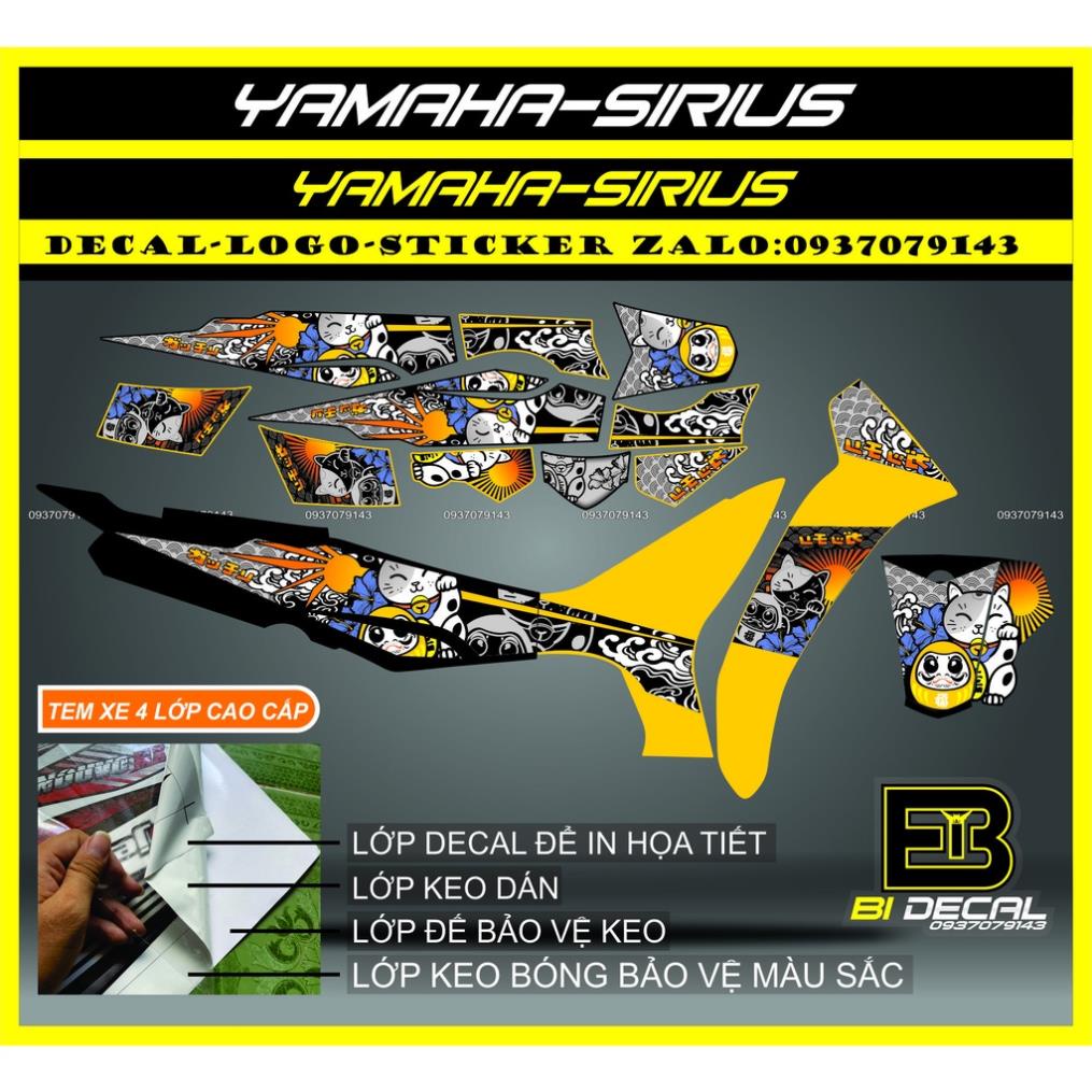 ( Quí khách vui lòng mang ra tiệm cho thợ dán ) Tem Sirius mèo thần tài