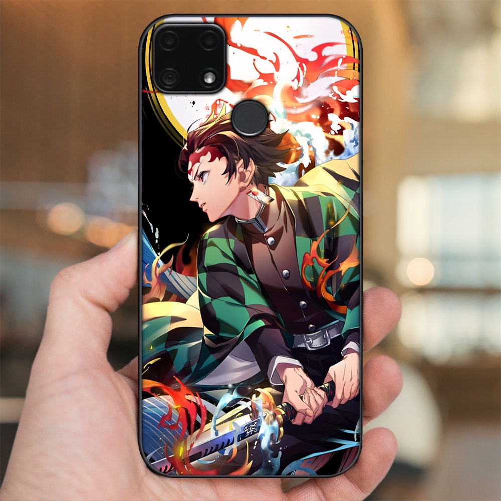 Ốp lưng Realme C25 viền đen in hình Tanjiro Kimetsu No Yaiba