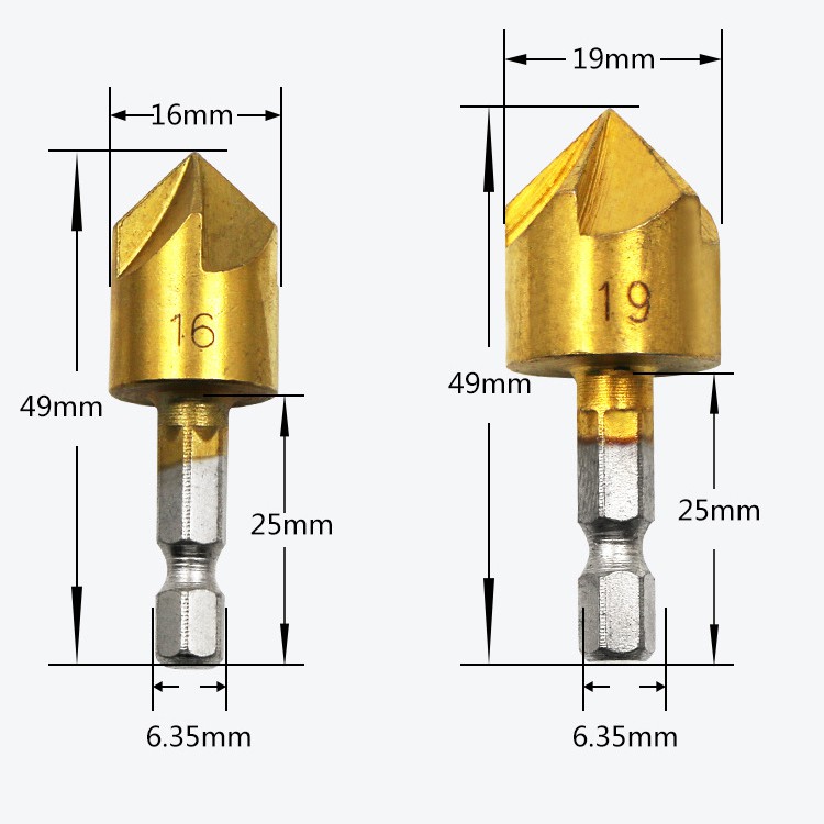 Mũi khoan vát lỗ trên gỗ mạ crom tạo vết lát giúp gia công gỗ