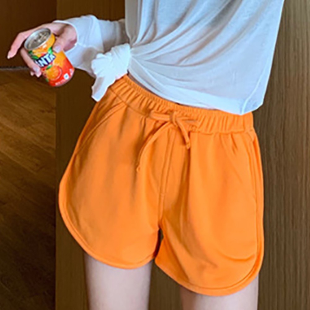 Quần short nữ cạp cao màu trơn đơn giản thoải mái