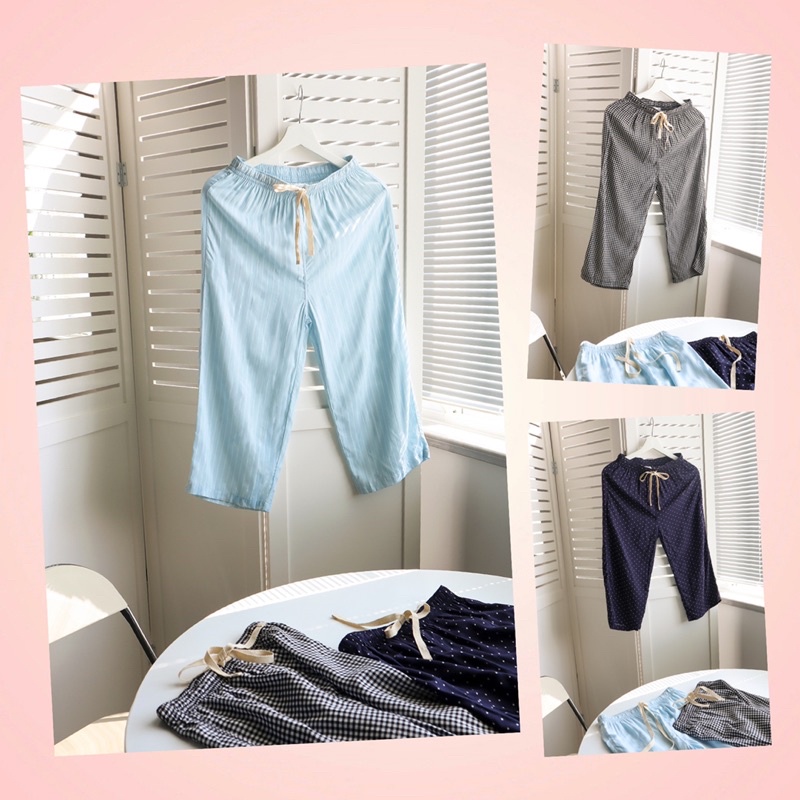 [Xuất Xịn] Quần Ngủ/ Quần Lửng Mặc Nhà Pajamas  Xuất Nhật Kate Lụa Siêu Nhẹ Mát Thoải Mái M L XL