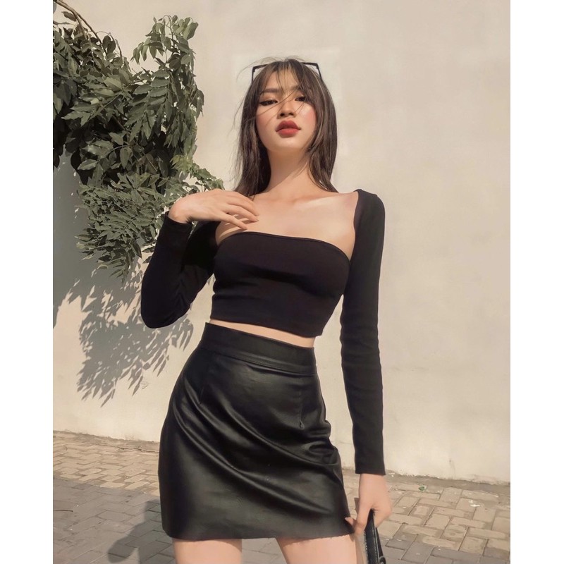 Basic Croptop▪ÁO CROPTOP KHOÉT NÁCH TAY DÀI