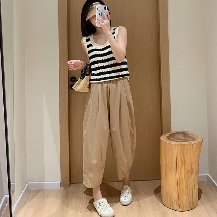 Quần ống rộng BH vải cotton thời trang mùa hè cho nữ
