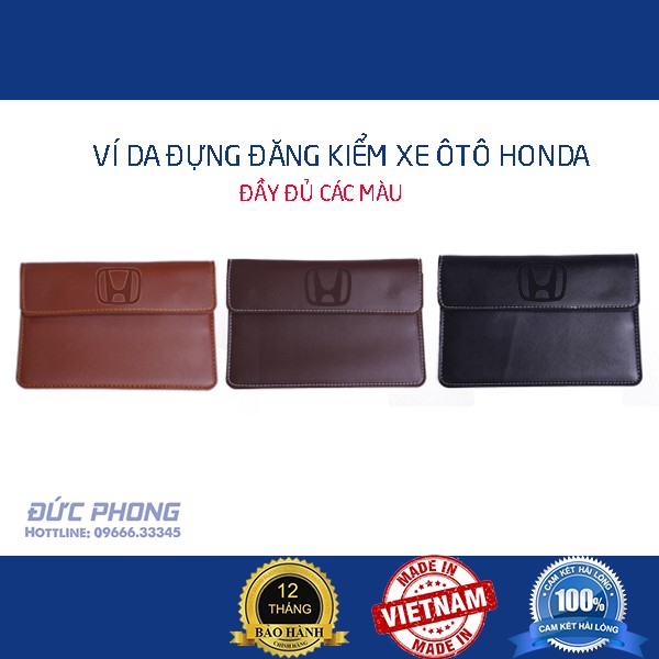 Ví da đựng đăng kiểm, giấy tờ ô tô cao cấp - Bóp đựng giấy tờ xe hơi có logo HONDA Bảo Hành 12T