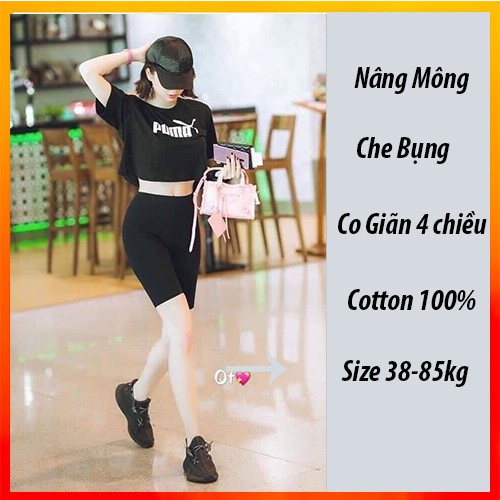 Quần Legging Đùi Nâng Mông Co Giãn Không Cắn Chỉ Tập Gym Mặc Nhà Chất Cotton Co Giãn Size từ 35-85kg Mặc Tôn Dáng | BigBuy360 - bigbuy360.vn