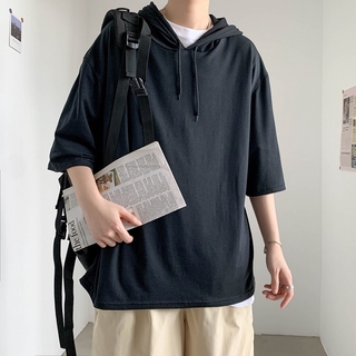 Áo hoodie ngắn tay màu trơn thời trang đơn giản năng động cho nam