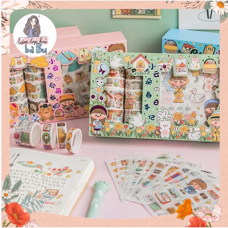 Hộp 10 cuộn washi tape và 10 tờ stickers | SWS01