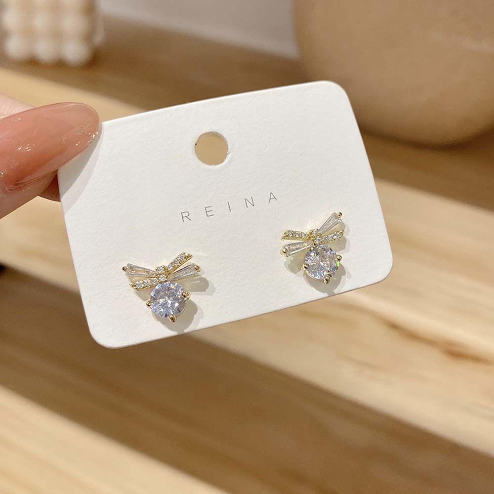 Bông Tai Hình Nơ Phong Cách Hàn Quốc Thời Trang|Bông Tai Đinh Tán Thiết Kế Cá Tính Thời Trang