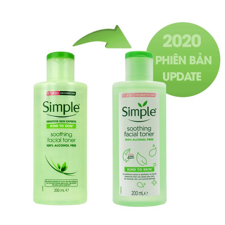 [Mã SKAMONTH4 giảm 10% đơn 50K] Toner Simple Kind To Skin Soothing Facial 200ml [MẪU MỚI]