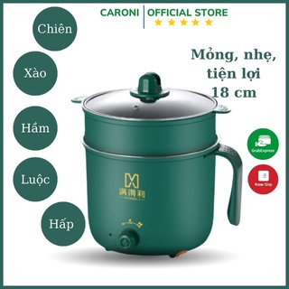 Nồi Lẩu Điện Đa Năng Cao Cấp, Ca Nấu Mì Mini, Nồi Cơm Điện Chống Dính 1.8L - Tặng kèm giá hấp - mẫu mới - Caroni Store