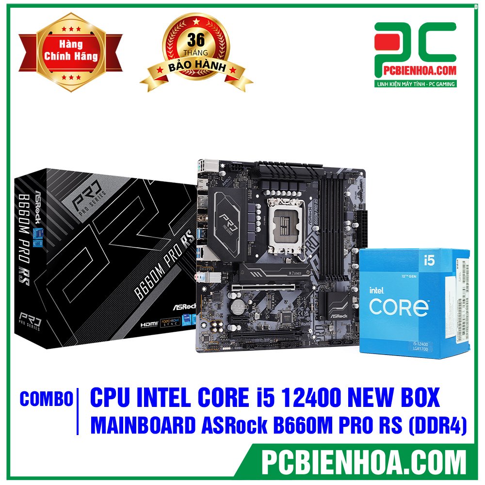 Combo Intel Gen 12 I5 12400 BOX + B660M 36T