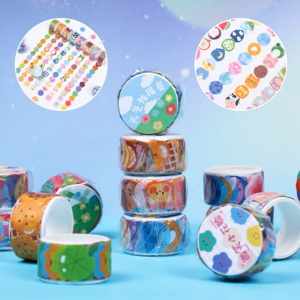 Cuộn Băng Keo Giấy Họa Tiết Kawaii Trang Trí Sổ Tay Nhật Ký Diy