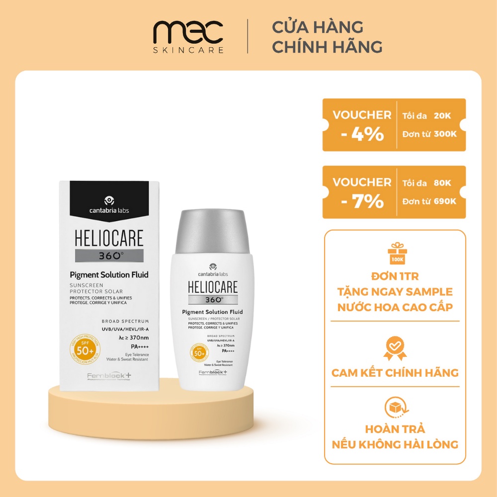 [AUTH - ĐỦ BILL] Kem chống nắng Heliocare 360º Pigment Solution Fluid SPF50+ Ultraligero 50ml /19M