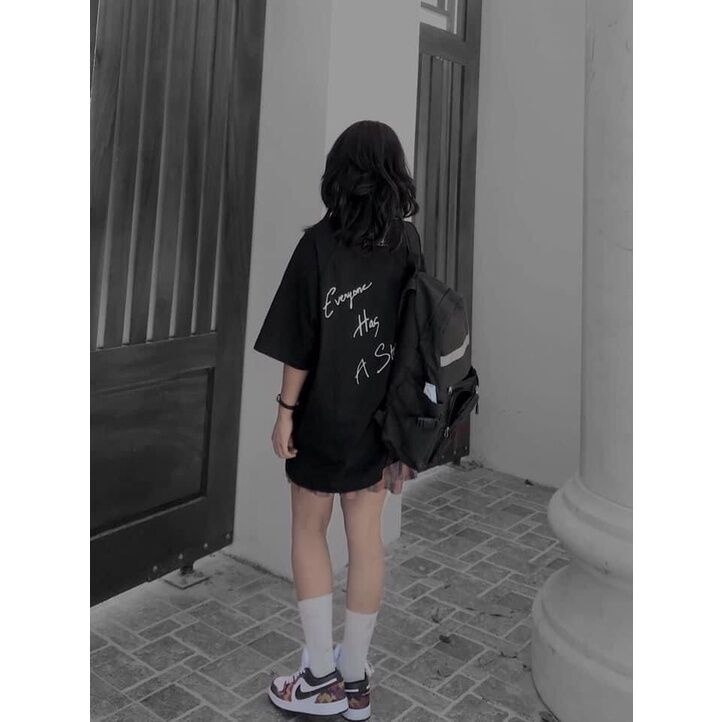 Áo phông tay lỡ Unisex form rộng nam nữ vải cotton co dãn, áo thun nam nữ Sad Story thêu mặt vui