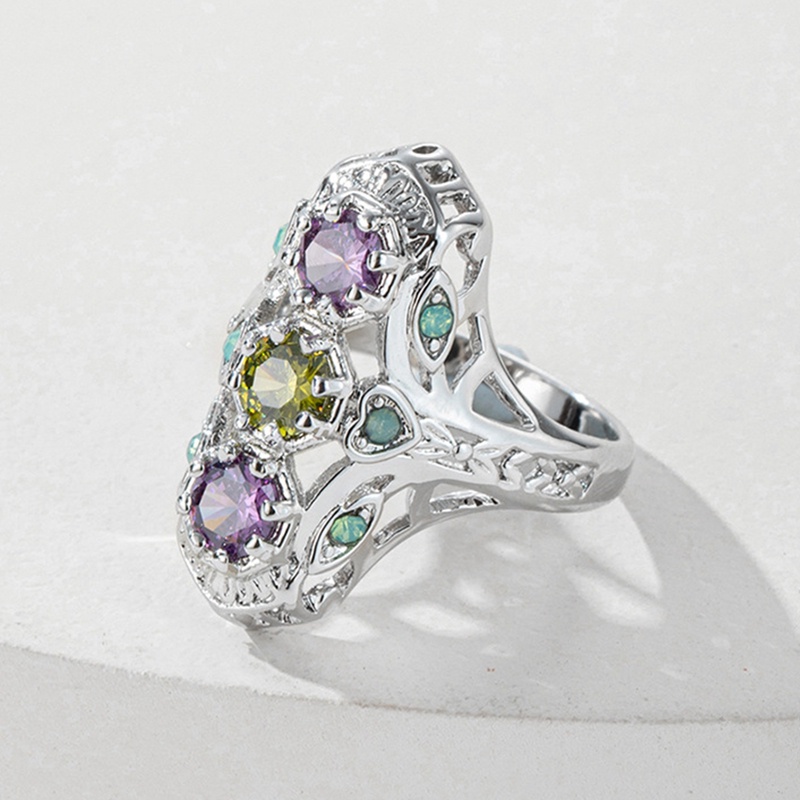 Nhẫn Đồng Đính Đá Zircon Nhiều Màu Sắc Thời Trang Cho Nam Nữ