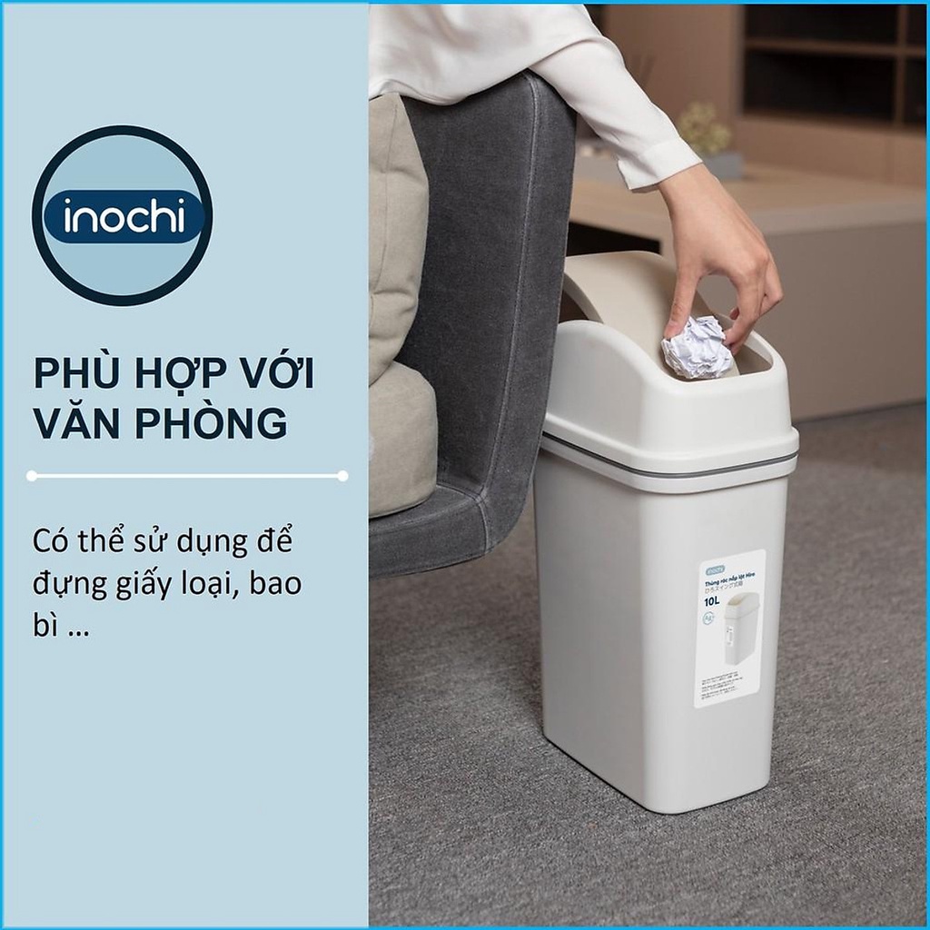 Thùng Rác Nhựa Hiro INOCHI Dung Tích 5L-10L-15L-20L, Sọt Rác/ Thùng Rác Loại Nắp Lật, Loại Đạp Chân