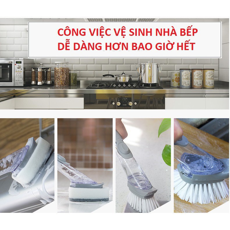 Bàn chải Cọ rửa chén bát nhà bếp tự động bơm nước xà phòng cao cấp