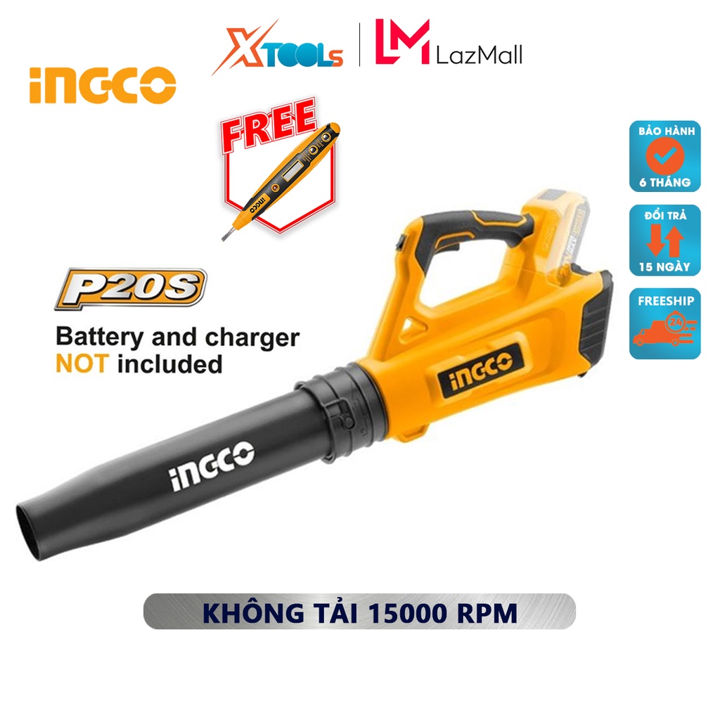 Máy thổi bụi dùng pin INGCO CABLI2002 | máy thổi lá cầm tay điện thế pin 20V tốc độ không tải 15000rpm lượng không khí t